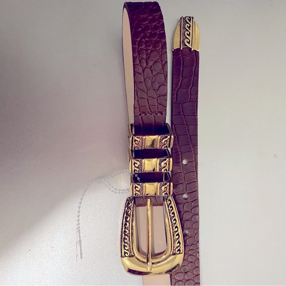 NWOT Streets Ahead The Fay Belt In Cognac & Gold Hardware - Size M - Picture 5 of 12